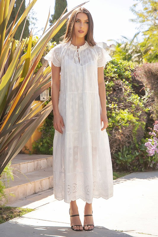 knee length dresses for ladies Eyelet Lace Midi Dress – Magnolia Artisans