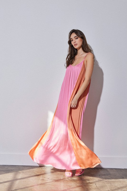 color block satin dress Ava Presley Satin Color Block Prom Dress 40151