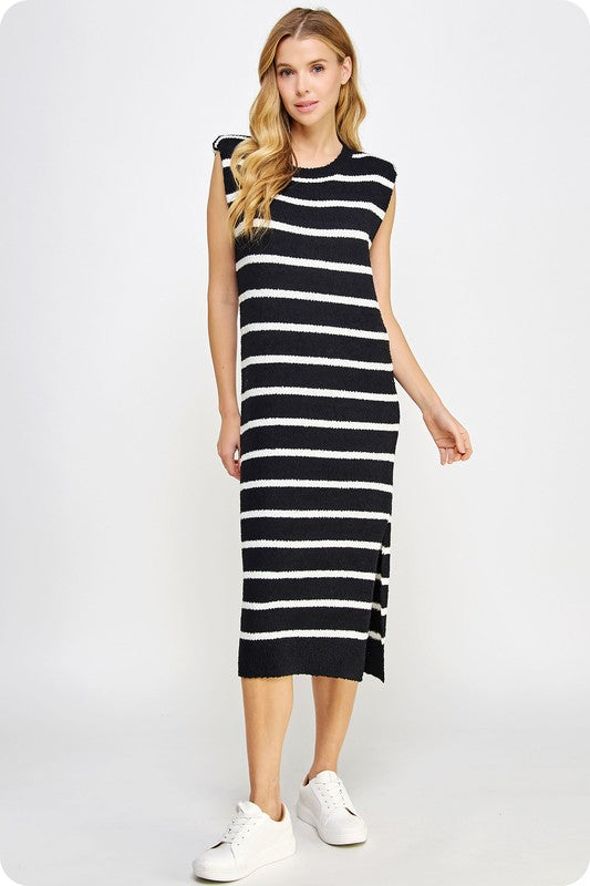 Shoulder Pad Sleeveless Knit Dress (3 Color Ways) – v o g l i o