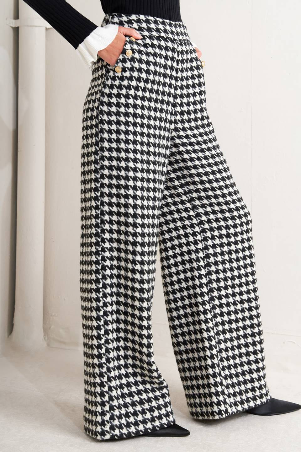 Houndstooth Wide-Leg Pants – v o g l i o