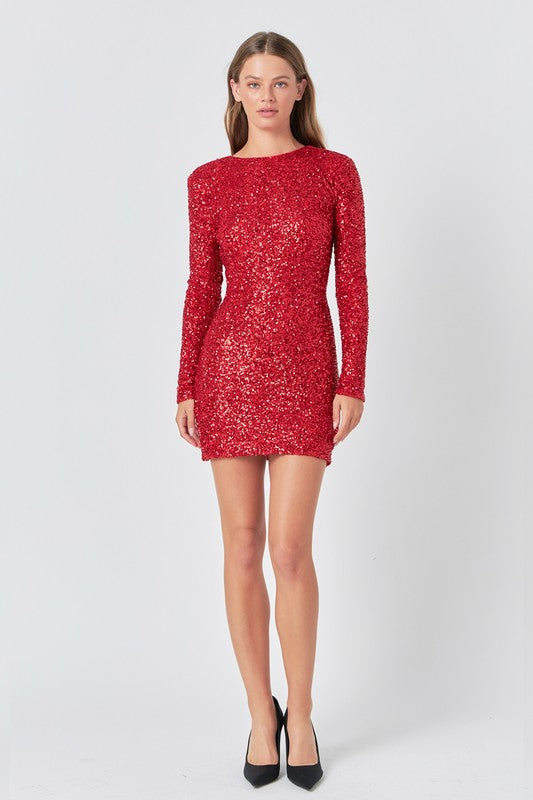 Red Sequins Fitted Dress – v o g l i o