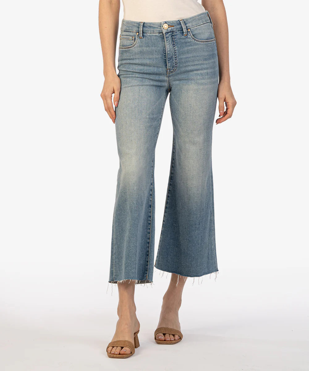 MEG HIGH RISE FAB AB FAMILY WASH WIDE LEG RAW HEM JEANS