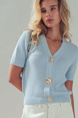 Seashell Button Knit Cardigan