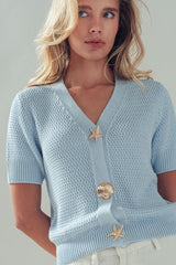 Seashell Button Knit Cardigan