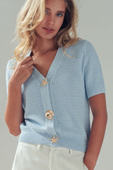 Seashell Button Knit Cardigan