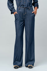 Tailored Wide-Leg Denim Trousers