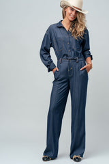 Tailored Wide-Leg Denim Trousers