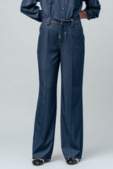 Tailored Wide-Leg Denim Trousers