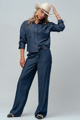 Tailored Wide-Leg Denim Trousers