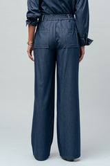 Tailored Wide-Leg Denim Trousers