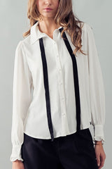 Tie Collar Loose Fit Shirt