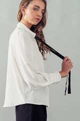 Tie Collar Loose Fit Shirt