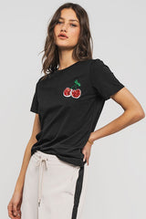 Glittering Cherry Graphic Tee (2 Color Ways)