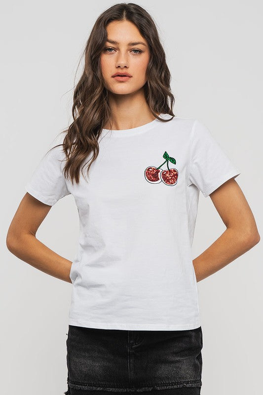 Glittering Cherry Graphic Tee (2 Color Ways)
