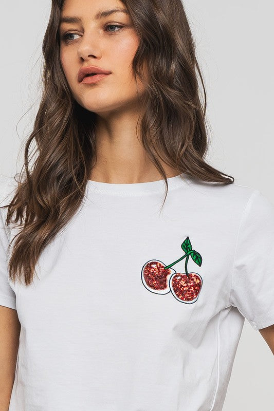 Glittering Cherry Graphic Tee (2 Color Ways)