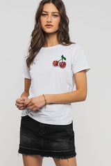 Glittering Cherry Graphic Tee (2 Color Ways)