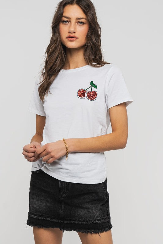 Glittering Cherry Graphic Tee (2 Color Ways)