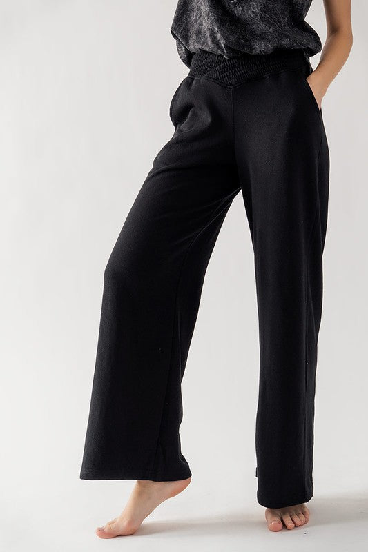 Crossover Waist Pants (Black, Natural)