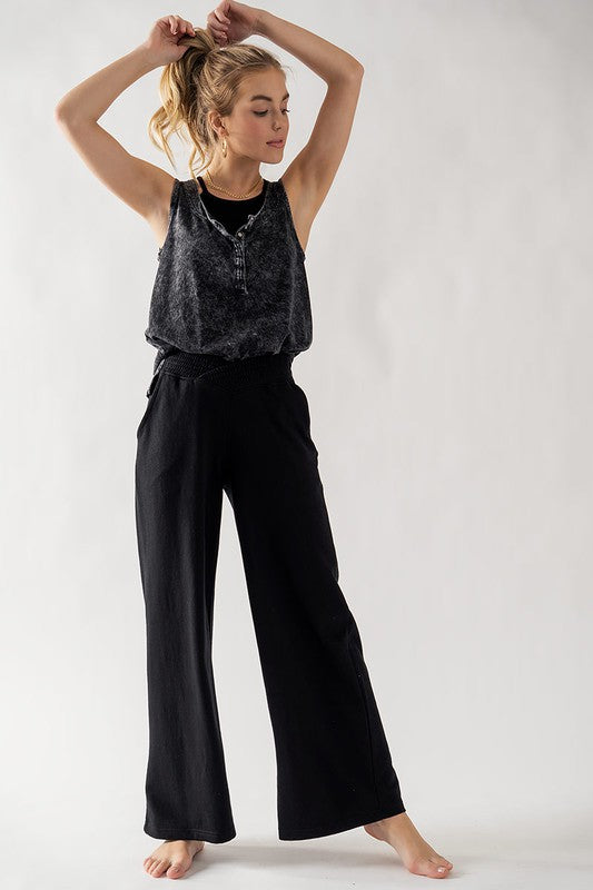 Crossover Waist Pants (Black, Natural)