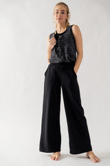 Crossover Waist Pants (Black, Natural)