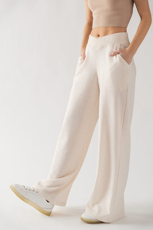 Crossover Waist Pants (Black, Natural)