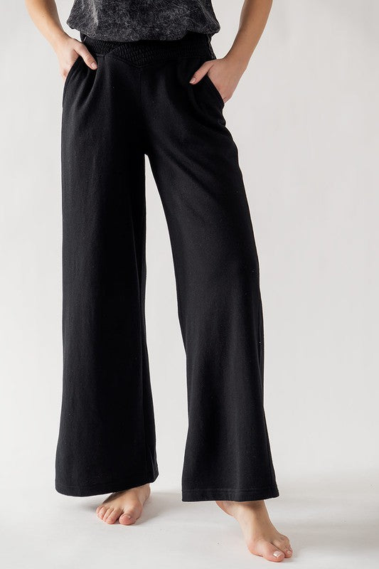 Crossover Waist Pants (Black, Natural)