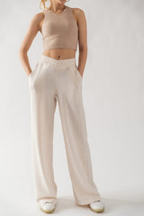 Crossover Waist Pants (Black, Natural)