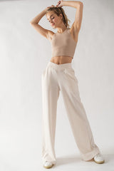 Crossover Waist Pants (Black, Natural)