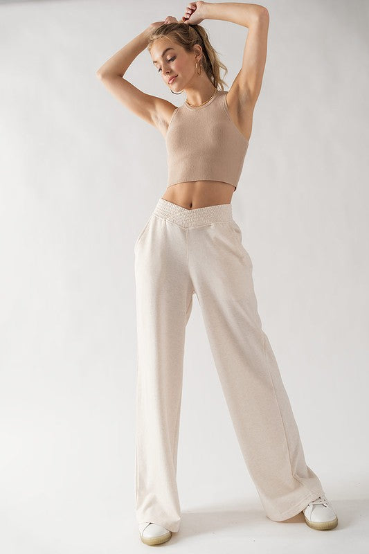 Crossover Waist Pants (Black, Natural)