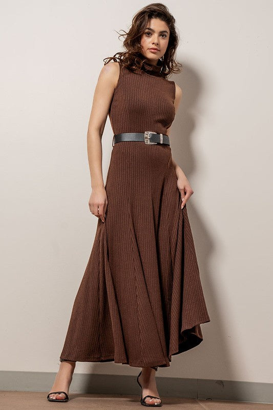 Ribbed Knit Sleeveless Maxi Dress