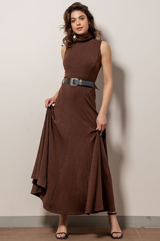 Ribbed Knit Sleeveless Maxi Dress