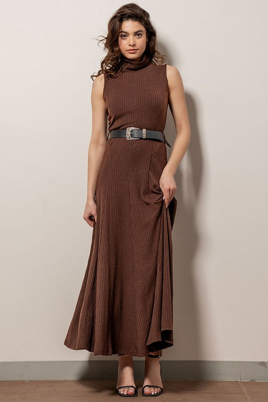 Ribbed Knit Sleeveless Maxi Dress