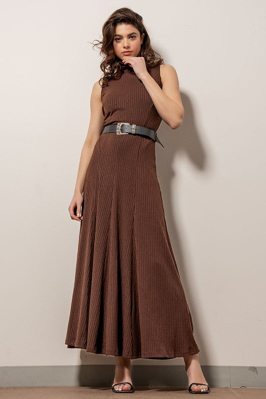 Ribbed Knit Sleeveless Maxi Dress