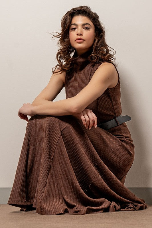 Ribbed Knit Sleeveless Maxi Dress