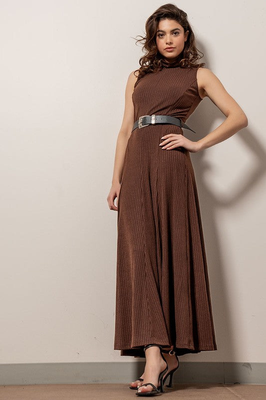 Ribbed Knit Sleeveless Maxi Dress