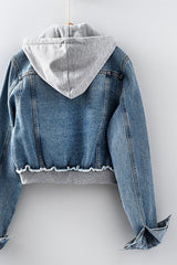 Hooded Denim Zip-Up Jacket