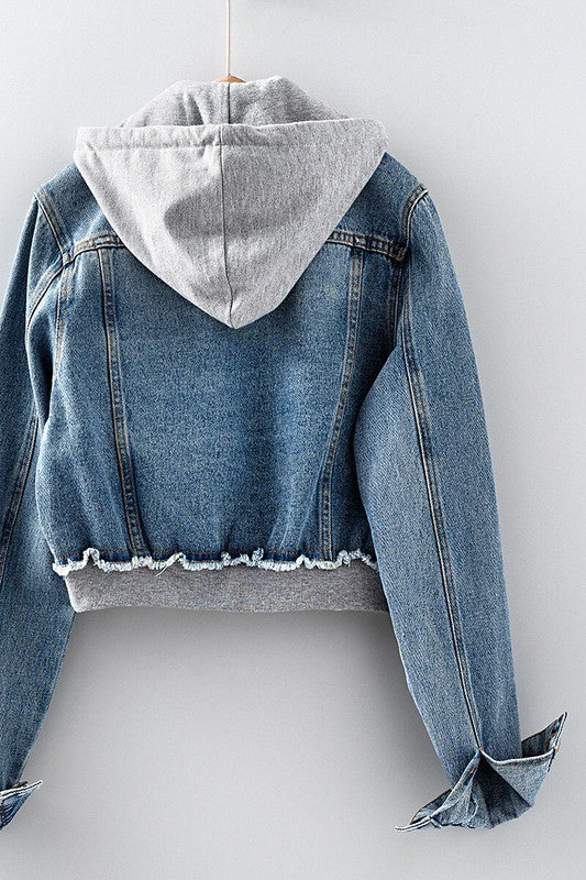 Hooded Denim Zip-Up Jacket