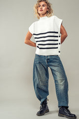 Ribbed Knit Striped Top