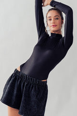 Silky Metallic Mock Neck Body Suit (3 Color Ways)