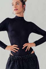 Silky Metallic Mock Neck Body Suit (3 Color Ways)