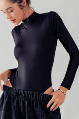 Silky Metallic Mock Neck Body Suit (3 Color Ways)