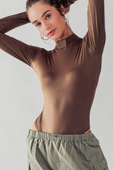 Silky Metallic Mock Neck Body Suit (3 Color Ways)
