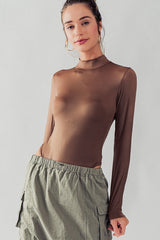 Silky Metallic Mock Neck Body Suit (3 Color Ways)