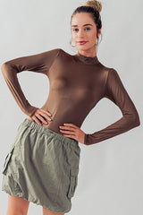Silky Metallic Mock Neck Body Suit (3 Color Ways)