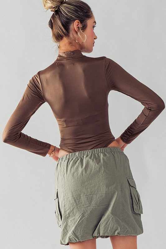 Silky Metallic Mock Neck Body Suit (3 Color Ways)