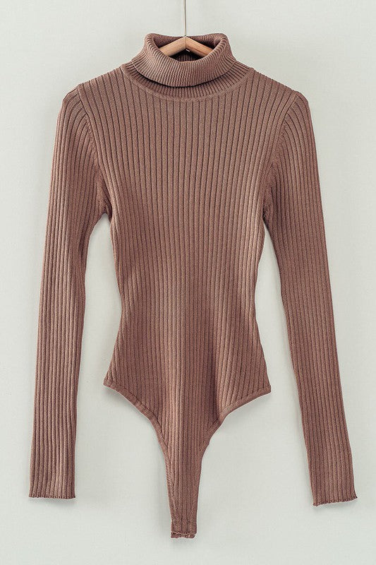 Rib Knit Turtle Neck Body Suit (3 Color Ways)