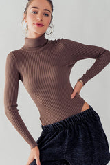 Rib Knit Turtle Neck Body Suit (3 Color Ways)