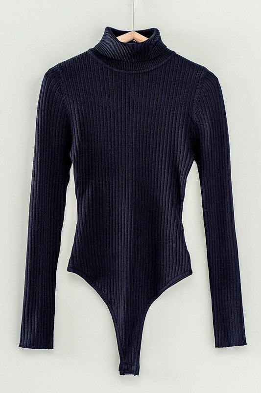 Rib Knit Turtle Neck Body Suit (3 Color Ways)