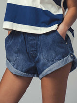 Cool Elastic Waist Denim Shorts