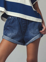 Cool Elastic Waist Denim Shorts